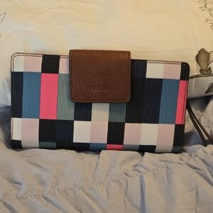 Fossil Women's Color Block Wallet with Brown Accent